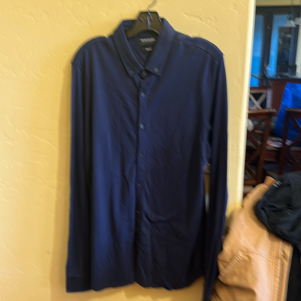 Denim & Flower Navy Blue Casual Button shirt